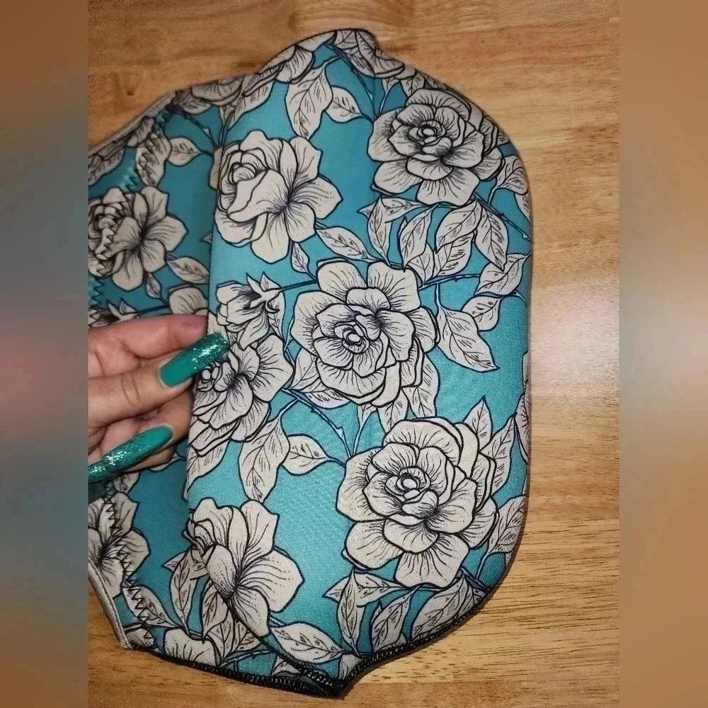 Floral Print Neoprene Insulated Lunch Tote With Zipper